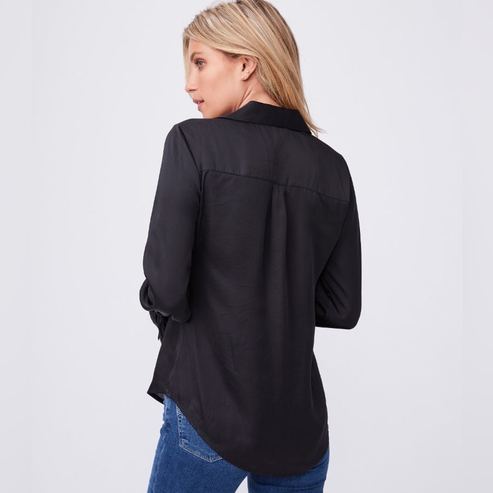 Paige Abriana black silky flare sleeve button up size medium - Picture 3 of 11